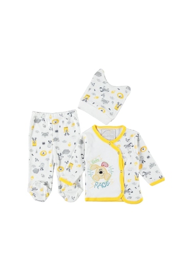 Furkanbaby Sarı 3 Lü Kendinden Eldivenli Takım Seti Sarı