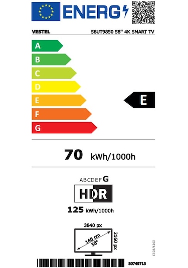 Vestel 58UT9850 58'' 146 Ekran 4K Smart TV