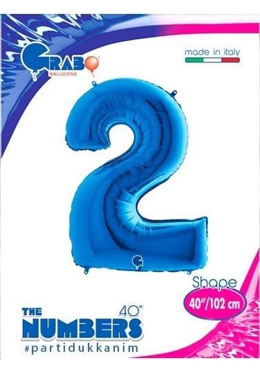 2 Rakam Folyo Balon Mavi 40ınc 100cm Çok Renkli