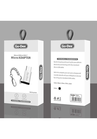 Go Des GD-CT10 Micro to Type-C Çevirici Adaptör Anahtarlık - ZORE-220325