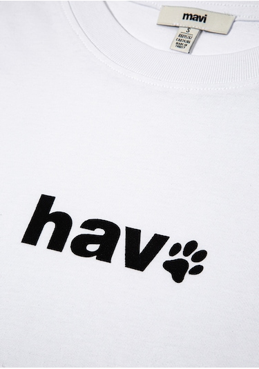 Mavi - Hav Baskılı Beyaz Tişört 1613288-620 Beyaz