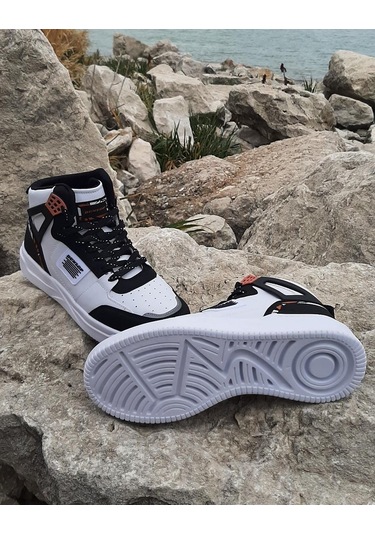 Dunlop 2238 Beyaz-Siyah, Fuspetli Ortapedik Boğazlı Basket Spor Ayakkabı AYKSAYAK-000491