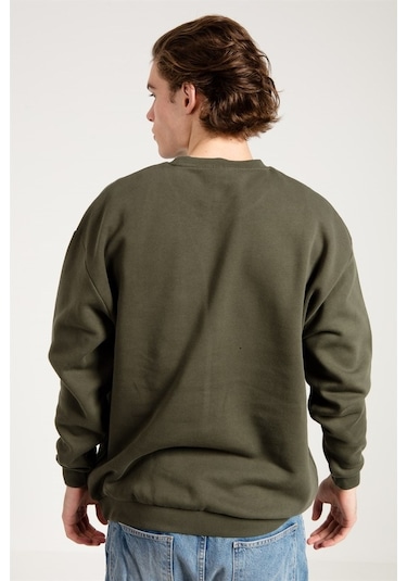 Jahr Marc Oversize Asit Yıkamalı Haki Erkek Sweatshirt Haki