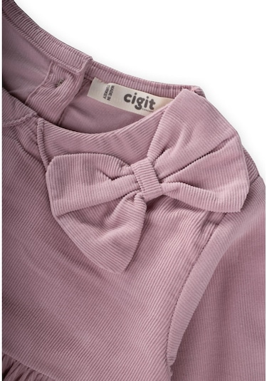 Kadife Elbise 1-8 Yaş Leylak Mor