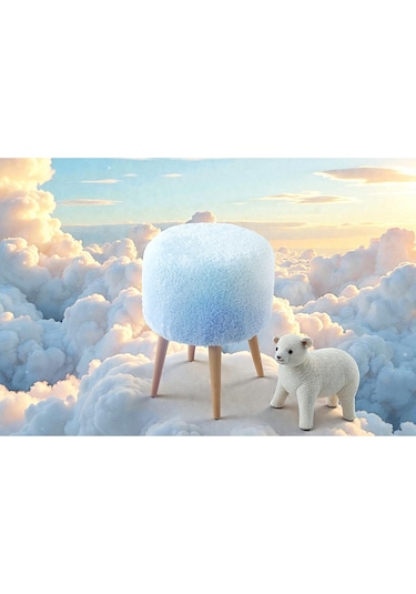 Teddy Bacaklı Puff Bebek Mavisi