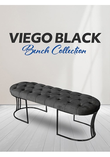 Viego Siyah Bench Puf Antrasit