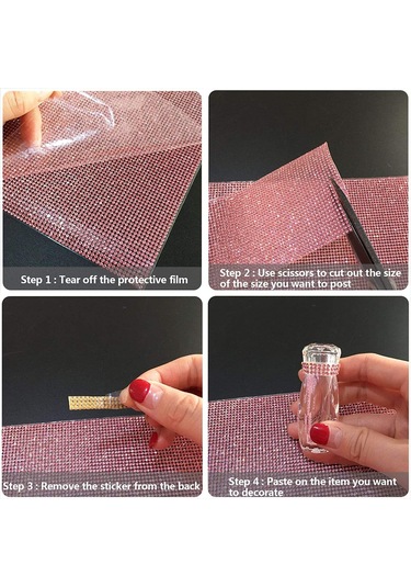 Moveevo Kristal Taşlı Otomatik Yapışkan Sticker Blokları - 9.4x15.8 İnç, 19440 Adet Taş, Hediye Kutusu İle Paketlenmiş Pembe