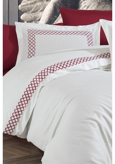 Nazik Home Dolce Krem-Bordo Nevresim Takımı Çk