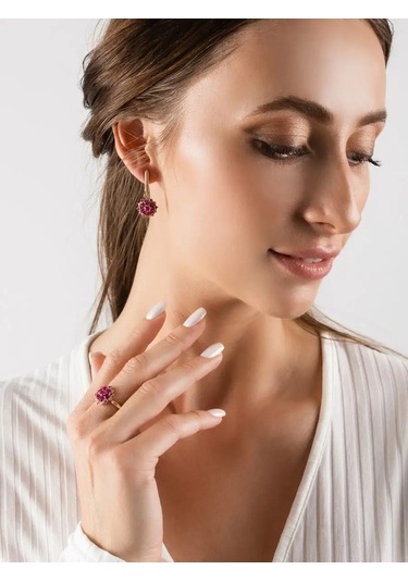 Lamponi Gümüş 925, 585 Altın Kaplama Spinel Ve Sirkon Taşlı Küpeler 18643135 Altın