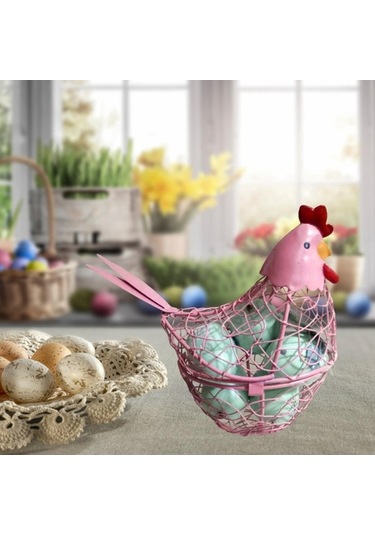 Trendooze Mini Pembe Tavuk Yumurta Tutucu Rustik Meyve Küçük Mekan Dekorasyonu Pembe
