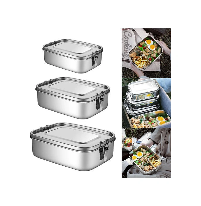 1 Adet 1400 Ml Paslanmaz Çelik Öğle Yemeği Konteyner Bento Gıda Konteyner Snack Gıda Saklama Kabı Sızdırmaz Akşam Yemeği Öğle Yemeği Kutusu Öğle Yemeği Kutuları Ahşap