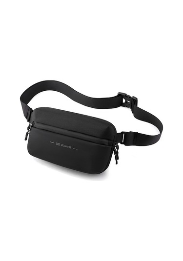 Haoshuaı 2111 Erkekler Göğüs Çantası Açık Seyahat Bel Çantası Minimalist Omuz Çantası Siyah Siyah
