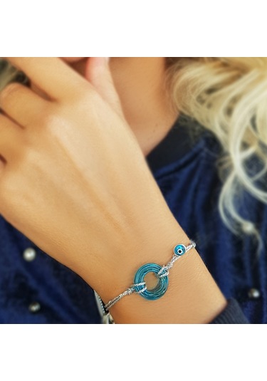 El Yapımı Cam Gümüş Nazarlı Bileklik N11.11720