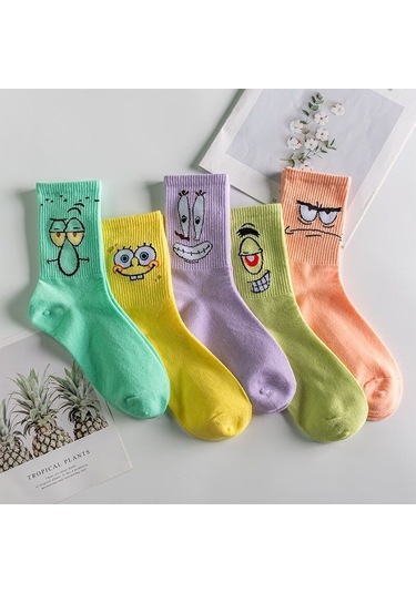 Bgk Unisex Desenli Kolej Çorap 5'li Extra Rahat Çok Renkli