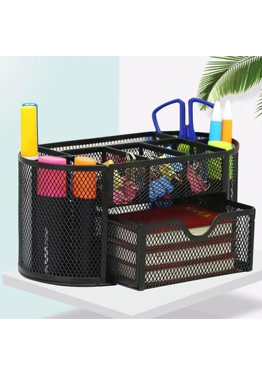 Ganzhoushop Ev Ve Ofis İçin Şık Metal Örgü 9 Bölmeli Masa Düzenleyiciblue