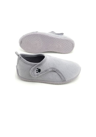 Gezer Kışlık Kız Çocuk Rahat Taban Cırt Cırtlı Ayarlanabilir Ev Okul Kreş Panduf Ayakkabı Gri