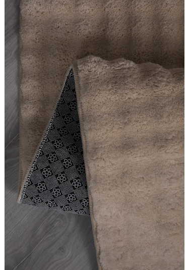 Bubble Yuvarlak Açık Bej Uzun Tüylü Yumuşak Peluş Kaymaz Yıkanabilir Salon Oturma Odası Balkon Halı