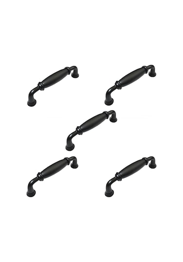 5 Adet Porselen Mobilya Dolap Kulp 96 Mm Mat Siyah