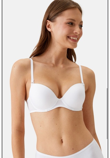 Ten Rengi Destekli Pop Up Dolgulu Sütyen Beyaz