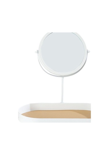 Homyl Tepsili Masa Üstü Makyaj Aynası Ayrılabilir Beyaz Beyaz