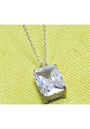 Lilahgümüştr Gümüş Baget Beyaz Taşlı Kadın Kolye