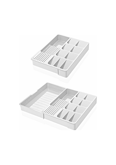 Nandy Home Maxi Ayarlanabilir Kayar Kızaklı Çekmece Içi Bıçaklık & Kaşıklık Beyaz