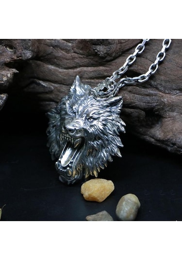 Vintage Gotik 316l Paslanmaz Çelik İskandinav Viking Odin Kurt Başkanı Kolye Ve Fenrir Kurt Erkek Muska Kurt Çelik Kolye 56458297 Çok Renkli