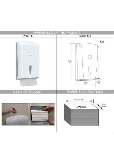 Omnipazar Vialli K21 Z Katlı Kağıt Havlu Dispenseri 400'lü Beyaz
