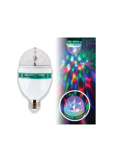 Renkli Led Döner Başlıklı Disko Topu Ampul Gece Lambası Disco Lam