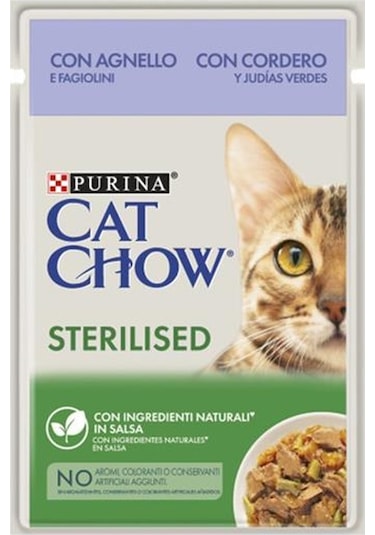 Purina Cat Chow Pouch Kısırlaştırılmış Kuzu Etli Yetişkin Kedi Maması 26 x 85 G
