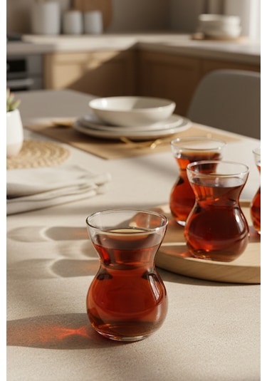 Snippy Tea - 6'lı Cam Çay Bardağı Cam Çay Seti 170 Cc Cam