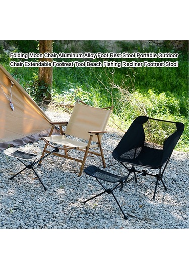 Sundick-katlanır Ay Sandalye Alüminyum Alaşım Ayak Dayanağı Siyah