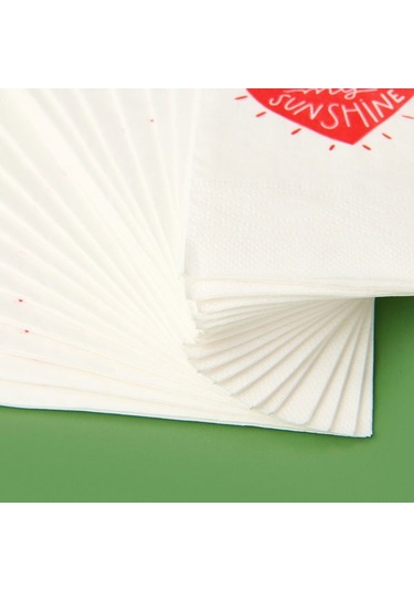 Evidea Kitchen 20'li Sushine Kalp Desen Peçete - Kırmızı / Beyaz - 16x8 Cm