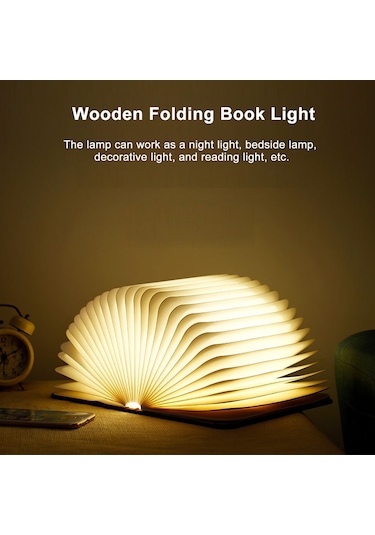 Ahşap Kitap Lambası Katlanır Sayfa Çevirme Gece Lambası Masa Lambası Kağıt Yenilikçi Led Gece Lambası Usb Şarj Edilebilir Ahşap Masa Lambası