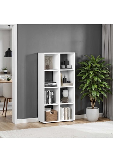 Cubic Kitaplık Beyaz 70x140,5x30 Cm Beyaz