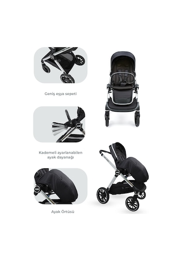 Kanz Explorer Autofold Travel Sistem Bebek Arabası Cole Black