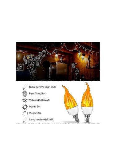 Alev Efekti Ve 3 Işık Modu İle 4'lü 3w E14 Led Ampul, Dekoratif Ampul Diğer