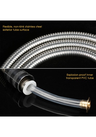 Geeroyoo Yüksek Kaliteli Paslanmaz Çelik Duş Hortumu, Patlamaya Dayanıklı Ve Isıya Direçli, 2 Metre Boyunda Diğer