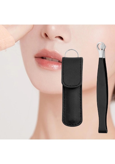 Homyl Burun Kılı Düzeltme Cımbızı, Yuvarlak Uçlu Cımbız Keseli Siyah