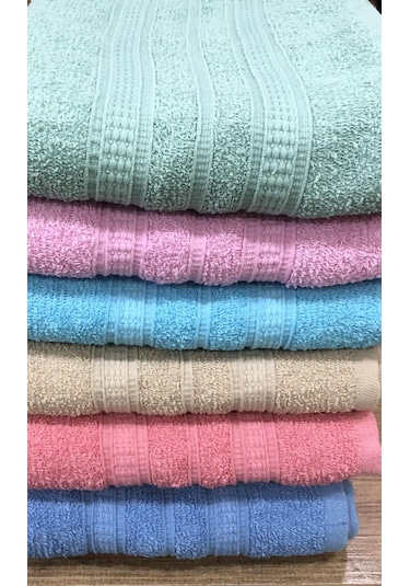 12 Li Royam %100 Pamuklu Ekonomik Kuaför Berber El Yüz Havlusu 50 X 80 Çok Renkli