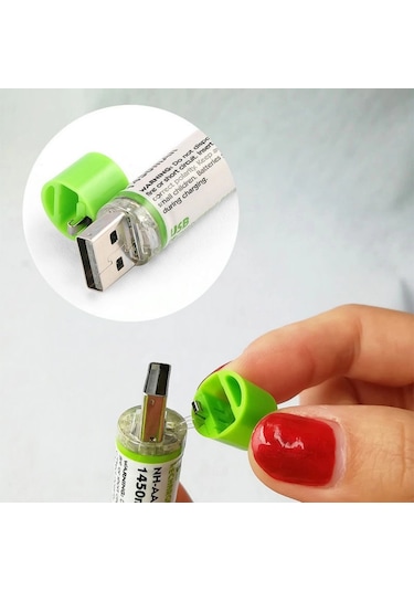 Usb Şarjlı 1450mah Aa 1.2v Lityum Kalem Pil 2 Li Set Dönüşümlü Batarya