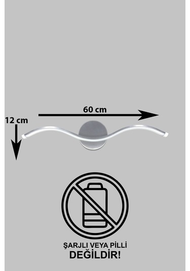 Wave Modern Tasarım Gri Renk Gün Işığı Ledli Banyo - Mutfak - Sal Gri