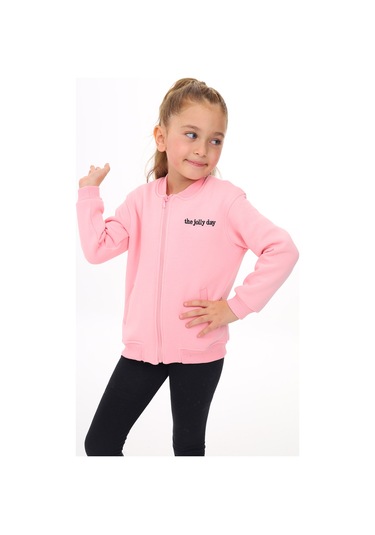 Toontoy Kız Çocuk Nakışlı Hırka Pembe
