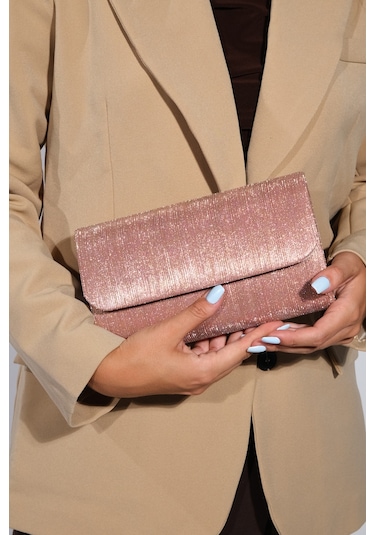 Ago Rose Çizgili Kadın Abiye Çanta Çok Renkli