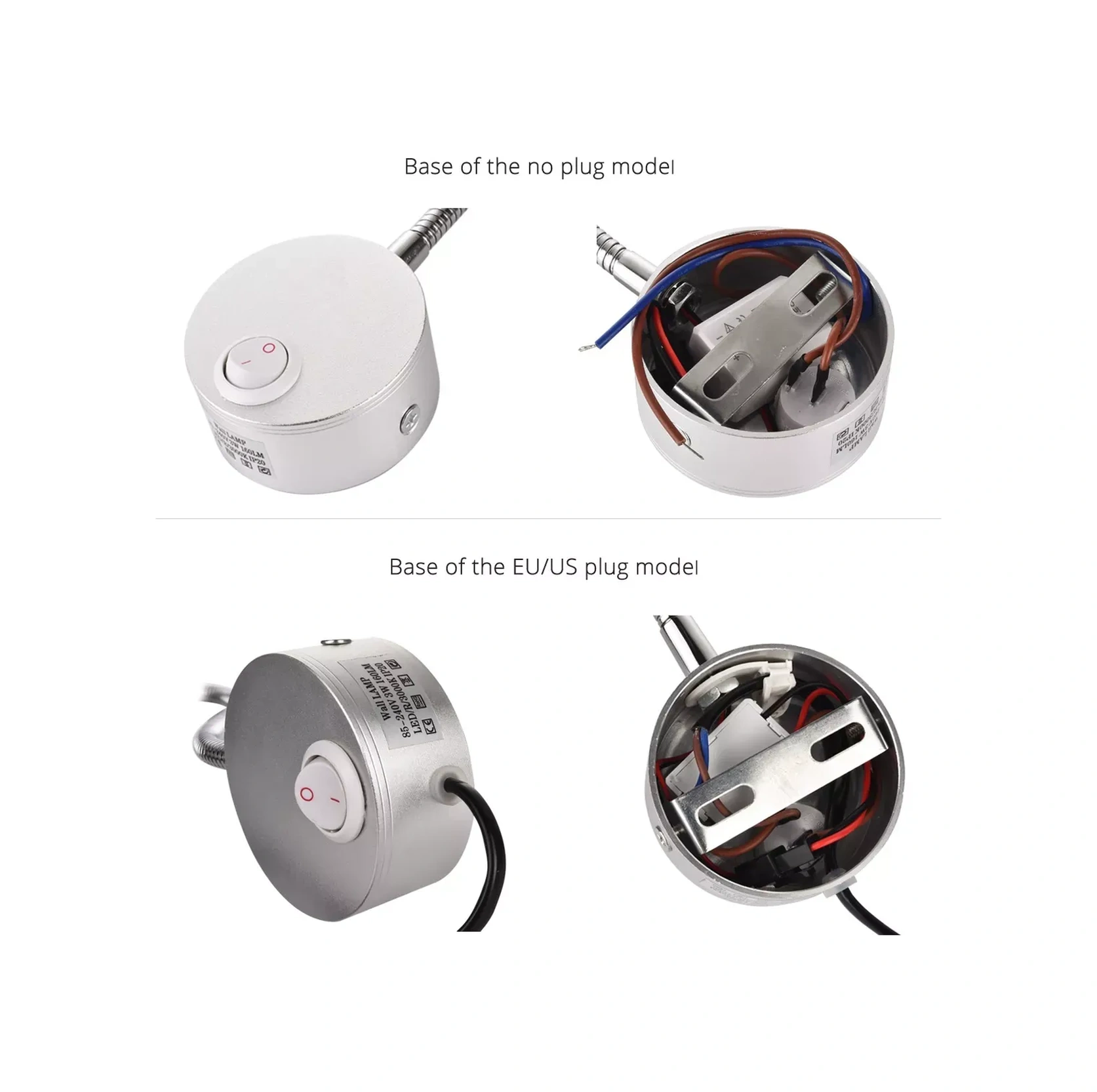 Kosona Alüminyum Gölgelikli 3w Led Duvar Lambası - Esnek Açık/kapat Anahtarı 7.5cm Çap X 29cm Yükseklik Siyah