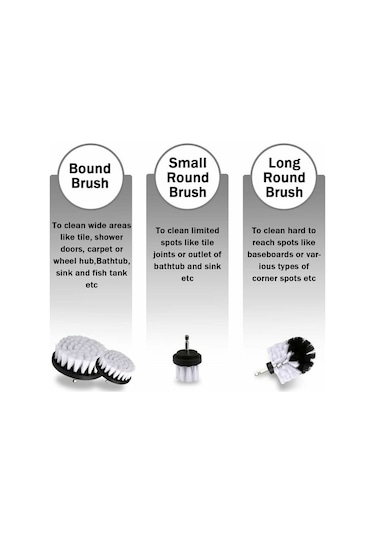 Adet Fırça Temizleme Fırçası, Araba Matkabı, Fayans, Halı, Küvet, Mutfak, Banyo, Beyaz Fırça İçin Uygundur