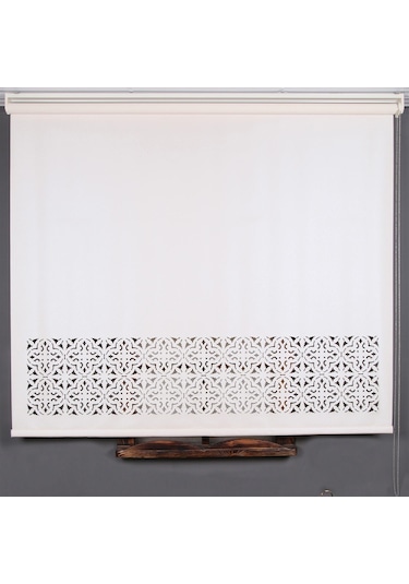 Lazer Kesim Stor Perde - Kalın Mat Model - Beyaz/Krem (471163342)