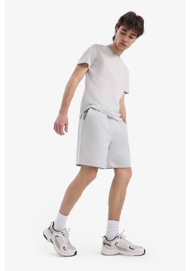 Defacto Beli Bağcıklı Dar Paça Şort E5843ax25smgr184 Gri