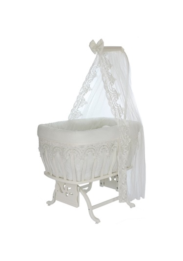 Setaymobilya Beşik, Geniş Güpürlü Mdf Sallanan Beşik + Uyku Seti - Set