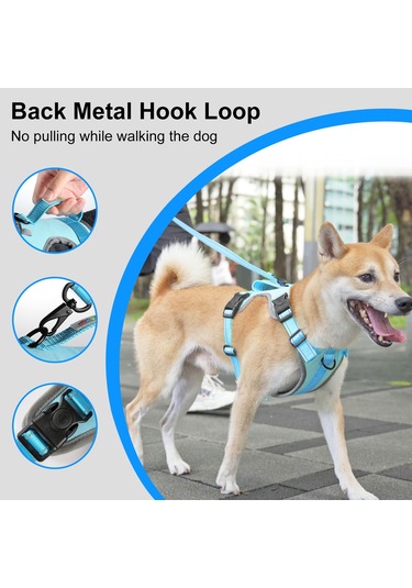 Funadd Traction Rope Reflective Breatheable Nylon Pet Vest Dog Harness, Size: M Blue